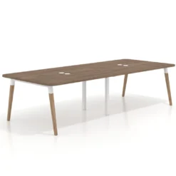 Mesa para reuniones Arki doble con fondo 126 cm, coworking, sobre curvo
