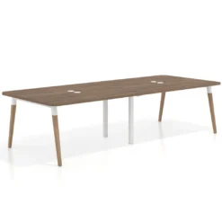 Mesa para reuniones Arki doble con fondo 126 cm, coworking, sobre curvo