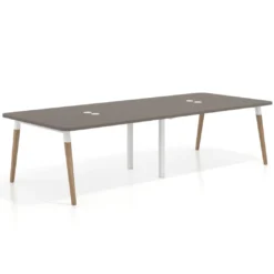 Mesa para reuniones Arki doble con fondo 126 cm, coworking, sobre curvo