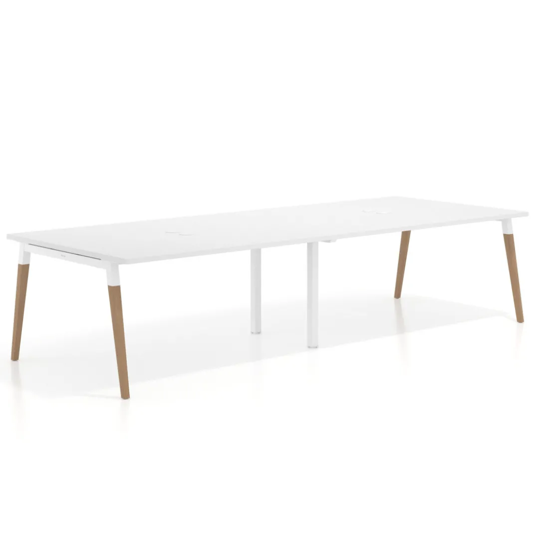 Mesa para reuniones Arki doble con fondo 126 cm, coworking, sobre recto