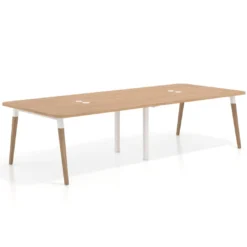 Mesa para reuniones Arki doble con fondo 126 cm, coworking, sobre curvo