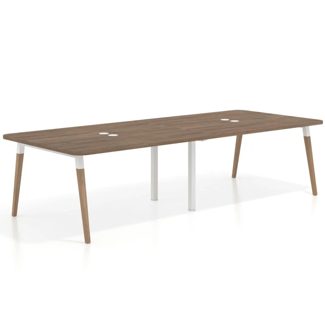 Mesa para reuniones Arki doble con fondo 126 cm, coworking, sobre curvo