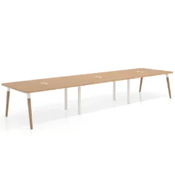 Mesa para reuniones Arki triple con fondo 126 cm, coworking, sobre curvo