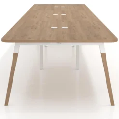 Mesa para reuniones Arki triple con fondo 126 cm, coworking, sobre curvo