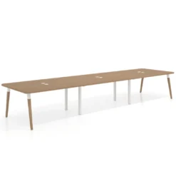 Mesa para reuniones Arki triple con fondo 126 cm, coworking, sobre curvo