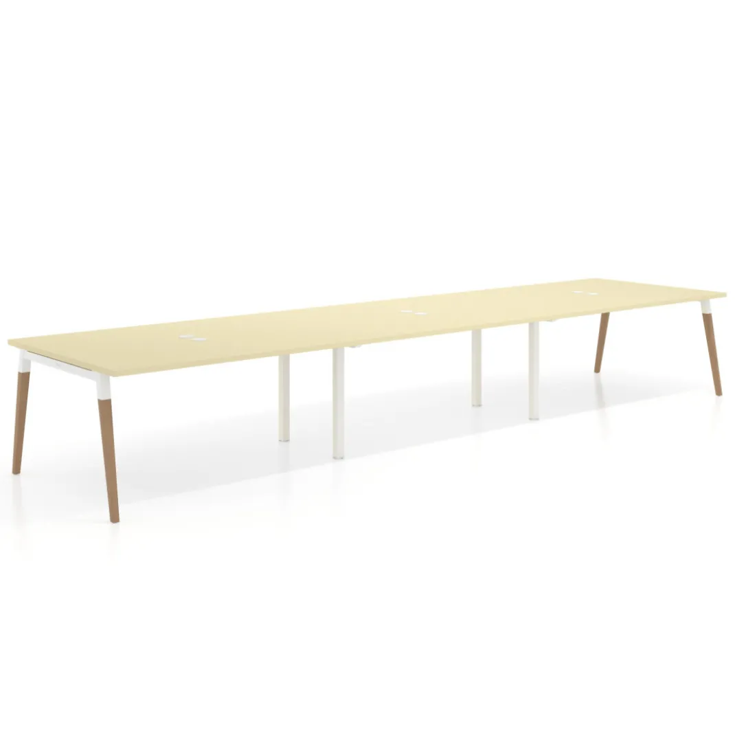 Mesa para reuniones Arki triple con fondo 126 cm, coworking, sobre recto