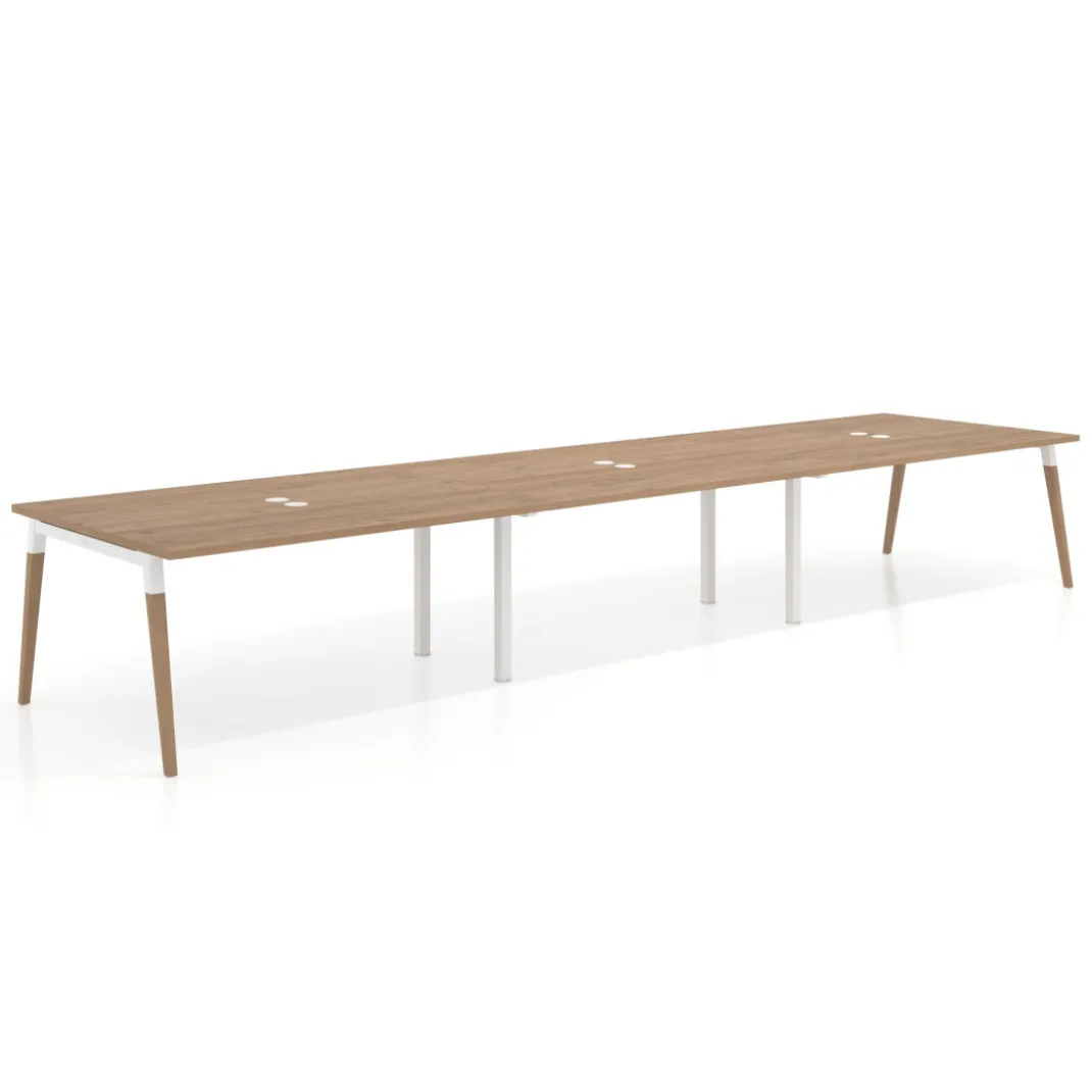 Mesa para reuniones Arki triple con fondo 126 cm, coworking, sobre recto