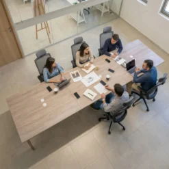 Mesa para reuniones Arki triple con fondo 126 cm, coworking, sobre recto
