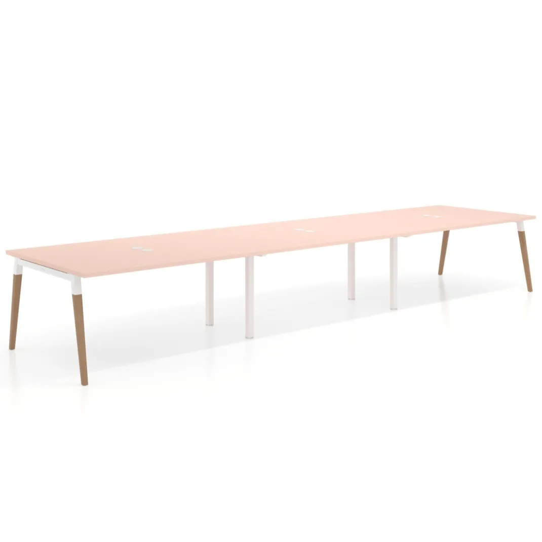 Mesa para reuniones Arki triple con fondo 126 cm, coworking, sobre recto