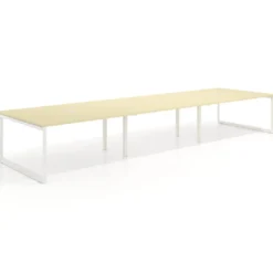 Mesa para reuniones rectangular triple, fondo 142 cm, estructura blanca