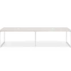 Mesa para reuniones rectangular triple, fondo 142 cm, estructura blanca