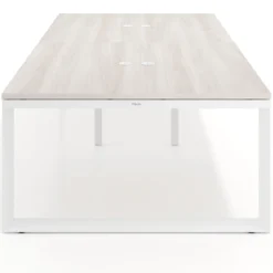 Mesa para reuniones rectangular triple, fondo 142 cm, estructura blanca