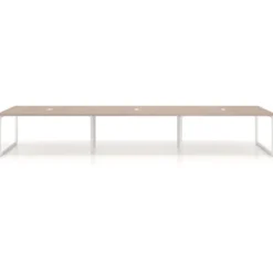 Mesa para reuniones rectangular triple, fondo 142 cm, estructura blanca