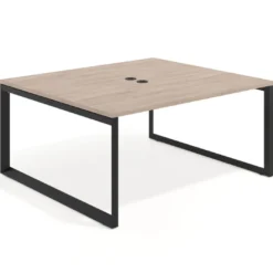 Mesa para reuniones rectangular doble, fondo 142 cm, estructura blanca