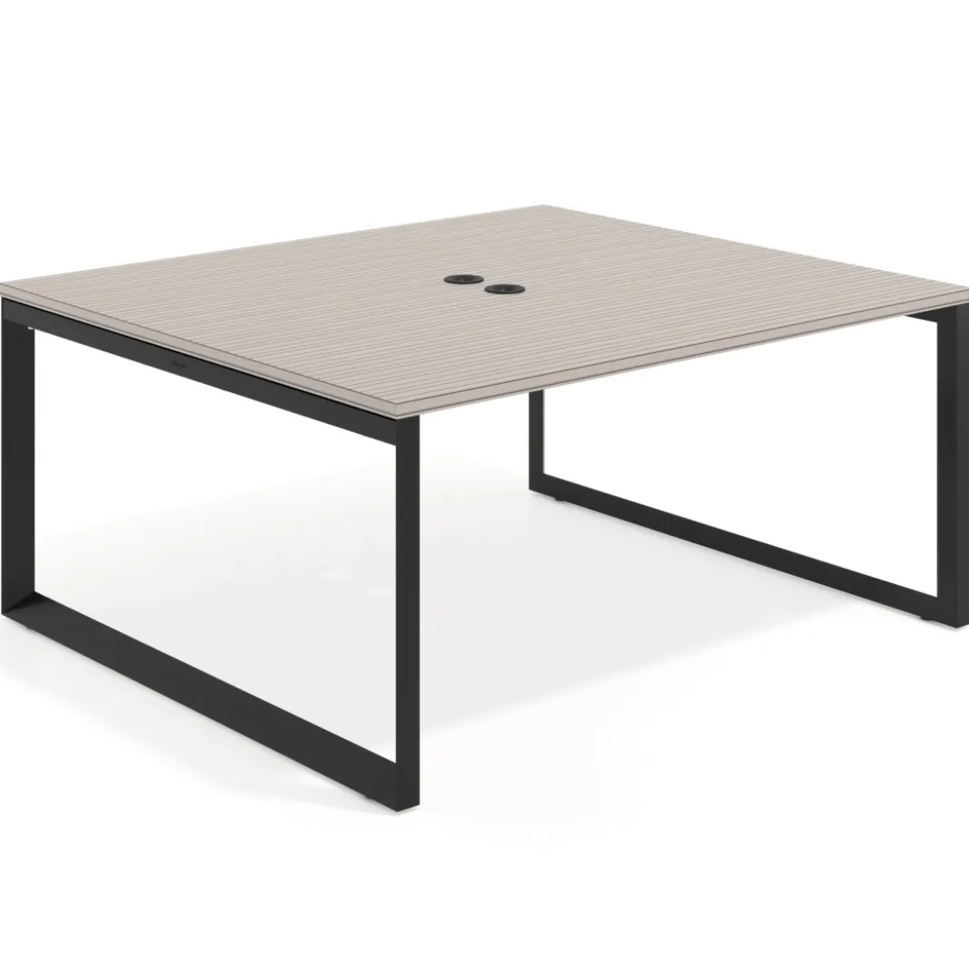 Mesa para reuniones rectangular fondo 142 cm, estructura negra