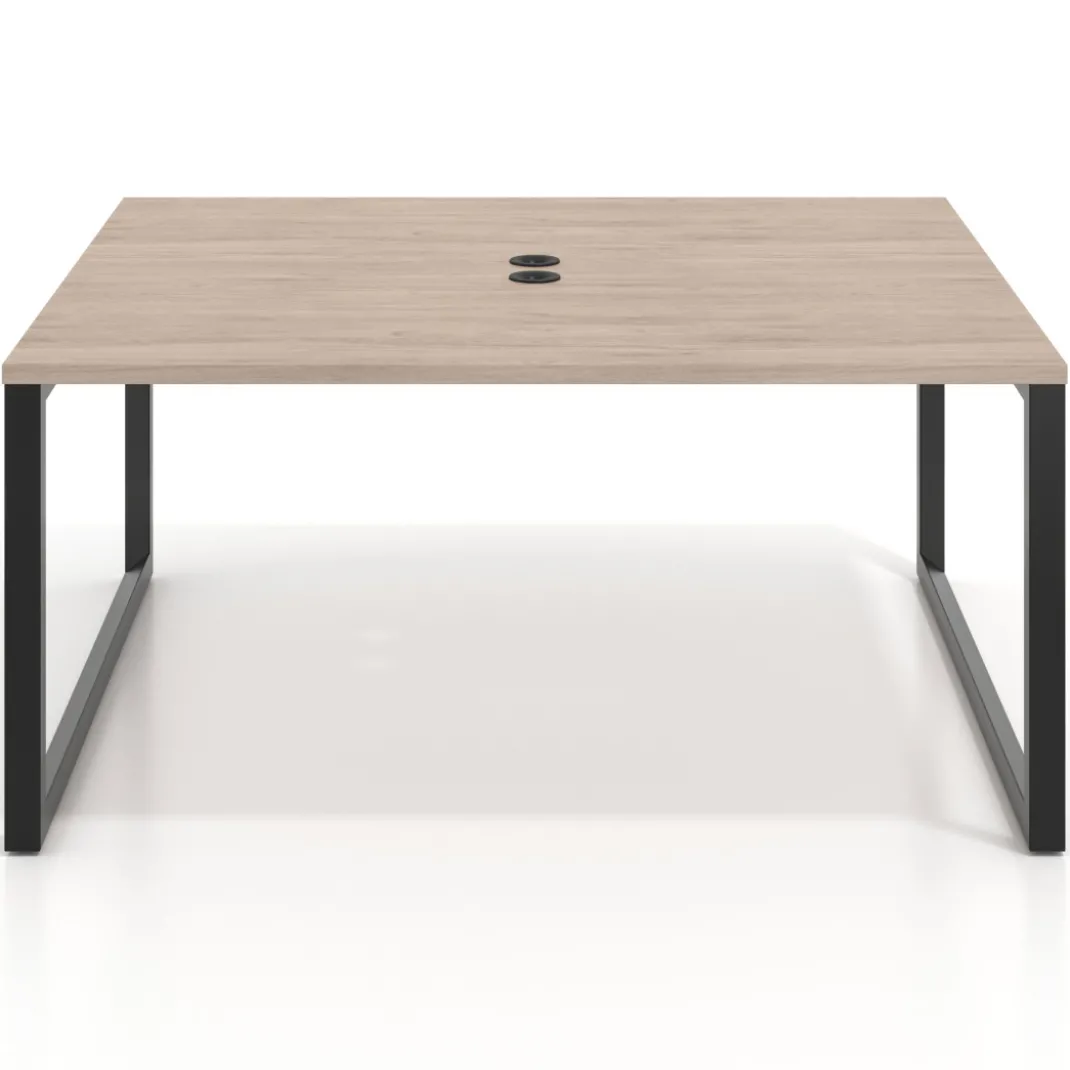 Mesa para reuniones rectangular fondo 142 cm, estructura negra