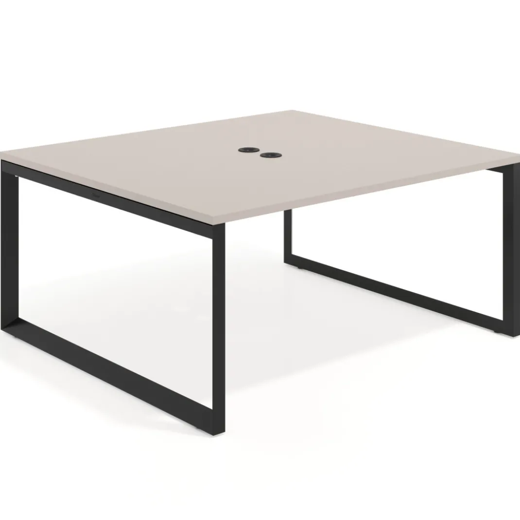 Mesa para reuniones rectangular fondo 142 cm, estructura negra