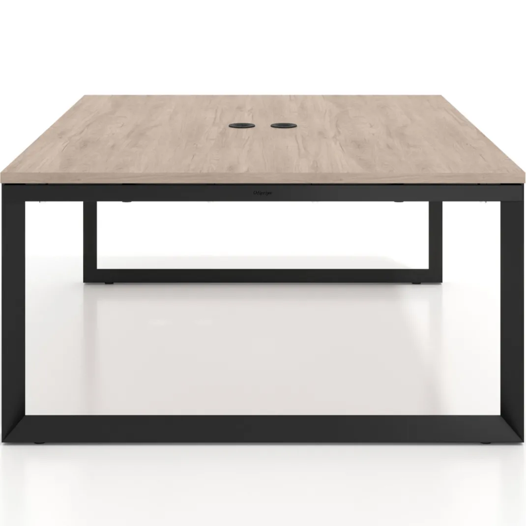 Mesa para reuniones rectangular fondo 142 cm, estructura negra