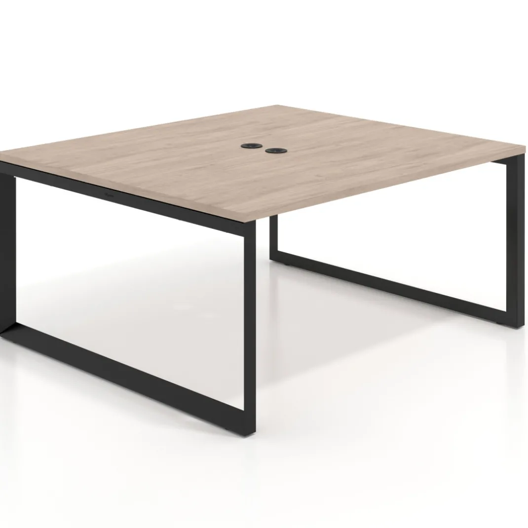 Mesa para reuniones rectangular fondo 142 cm, estructura negra