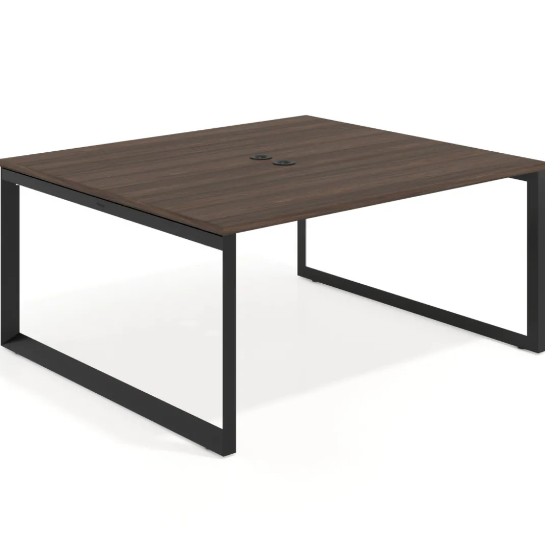 Mesa para reuniones rectangular fondo 142 cm, estructura negra