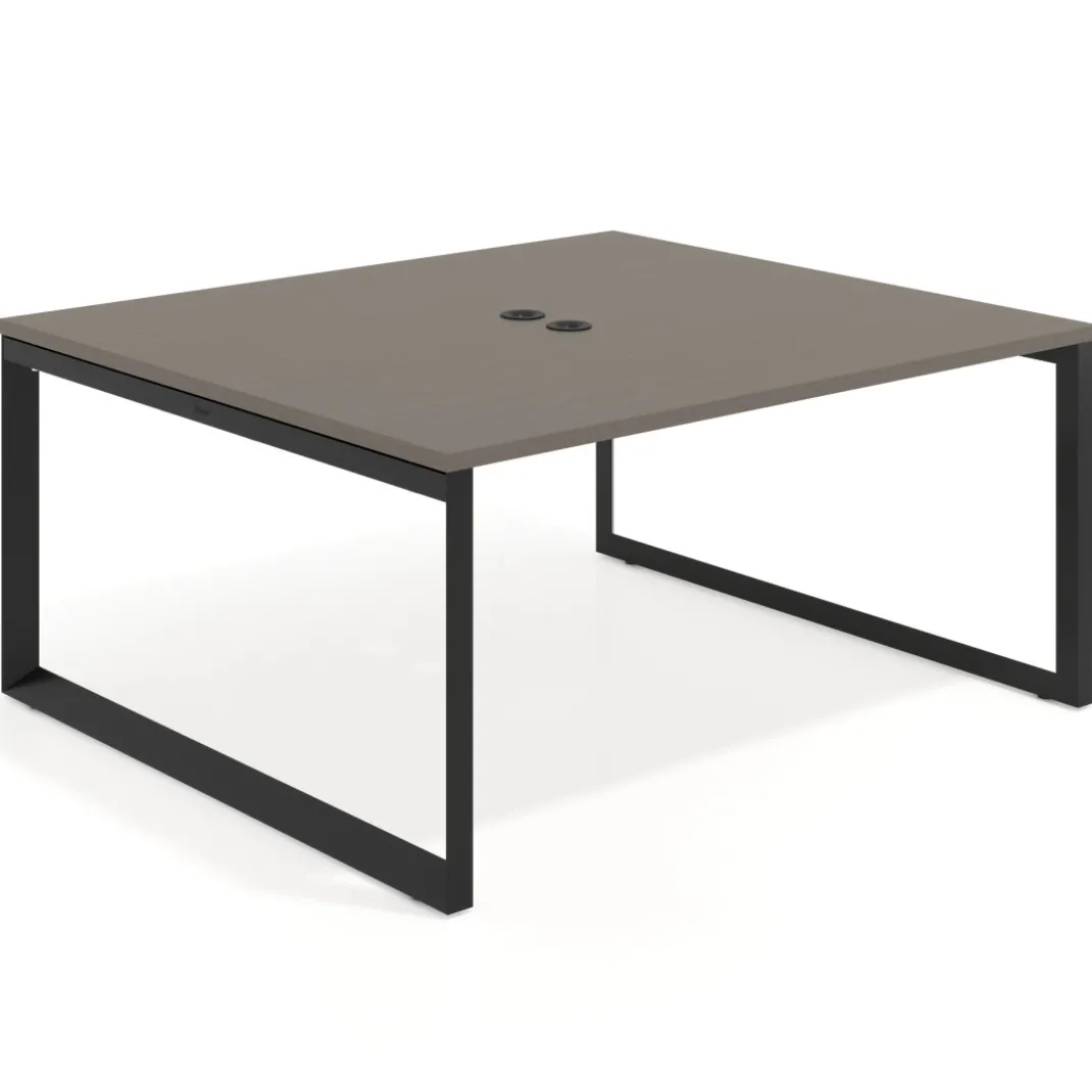 Mesa para reuniones rectangular fondo 142 cm, estructura negra