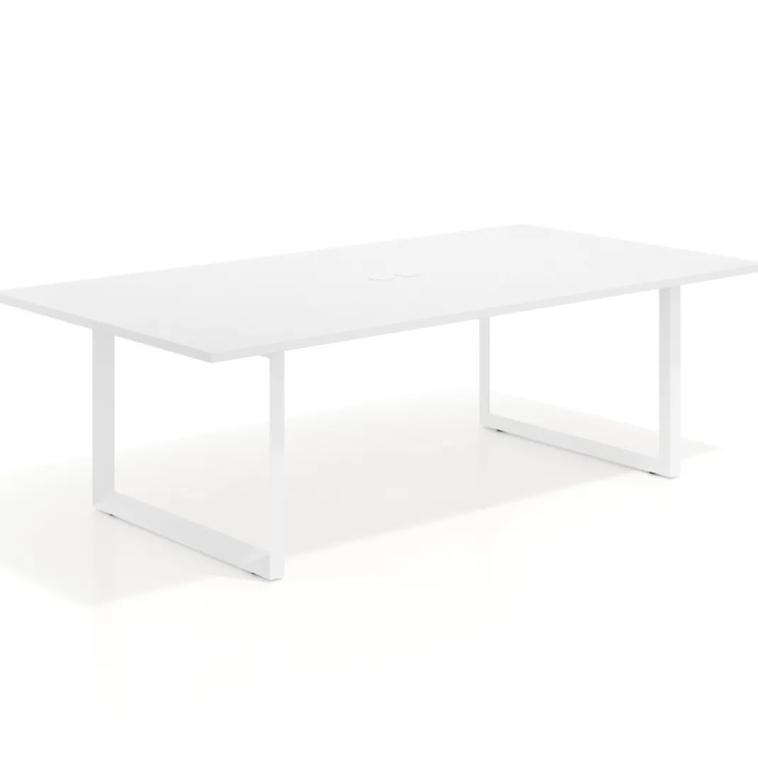 Mesa para reuniones rectangular fondo 126 cm, estructura blanca
