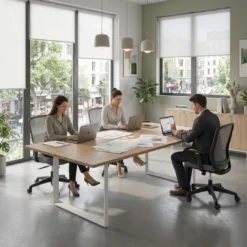 Mesa para reuniones rectangular fondo 126 cm, estructura blanca