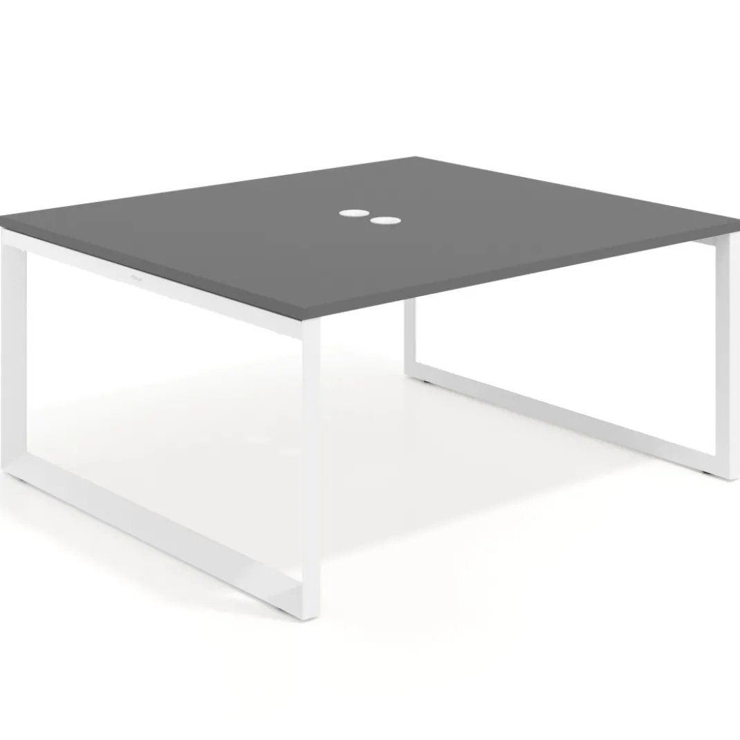 Mesa para reuniones rectangular fondo 142 cm, estructura blanca