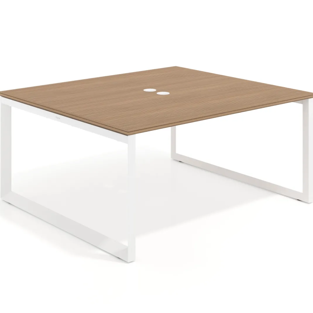Mesa para reuniones rectangular fondo 142 cm, estructura blanca