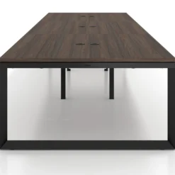 Mesa para reuniones rectangular triple, fondo 142 cm, estructura negra