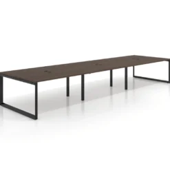 Mesa para reuniones rectangular triple, fondo 142 cm, estructura negra