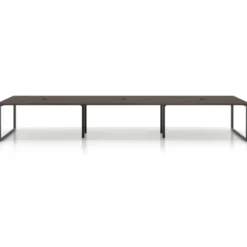 Mesa para reuniones rectangular triple, fondo 142 cm, estructura negra