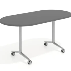 Mesa plegable pivot ovalada estructura aluminio, canto 30cm