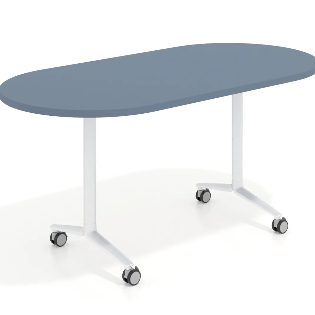 Mesa plegable pivot ovalada estructura blanco, canto 30cm