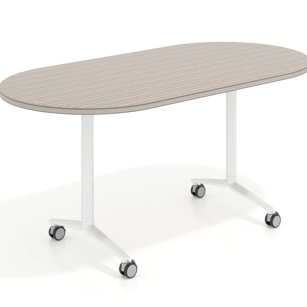 Mesa plegable pivot ovalada estructura blanco, canto 30cm