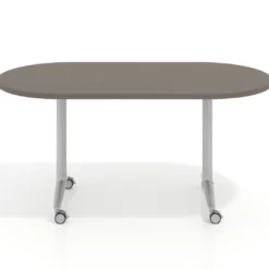 Mesa plegable pivot ovalada estructura aluminio, canto 30cm