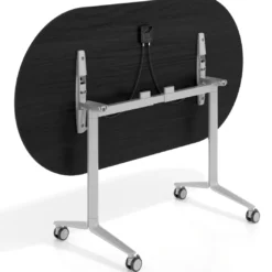 Mesa plegable pivot ovalada estructura aluminio, canto 16cm