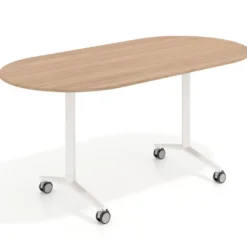 Mesa plegable pivot ovalada estructura blanco, canto 16cm