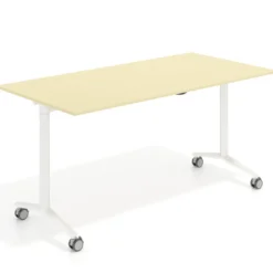 Mesa plegable pivot rectangular, estructura blanca, canto 16cm