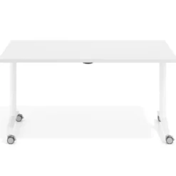 Mesa plegable pivot rectangular, estructura blanca, canto 30cm