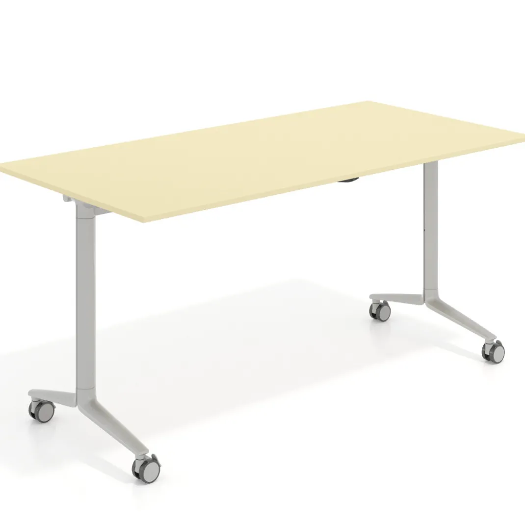 Mesa plegable pivot rectangular, estructura aluminio, canto 16cm