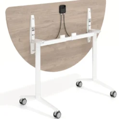 Mesa plegable pivot semicírculo estructura blanco, canto 16cm