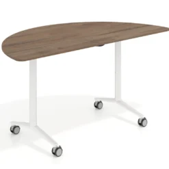 Mesa plegable pivot semicírculo estructura blanco, canto 16cm