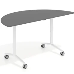 Mesa plegable pivot semicírculo estructura blanco, canto 16cm