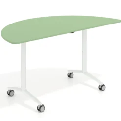Mesa plegable pivot semicírculo estructura blanco, canto 16cm