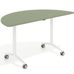 Mesa plegable pivot semicírculo estructura blanco, canto 16cm
