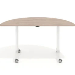 Mesa plegable pivot semicírculo estructura blanco, canto 16cm