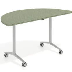 Mesa plegable pivot semicírculo estructura aluminio, canto 30cm