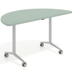 Mesa plegable pivot semicírculo estructura aluminio, canto 30cm
