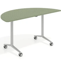 Mesa plegable pivot semicírculo estructura aluminio, canto 16cm